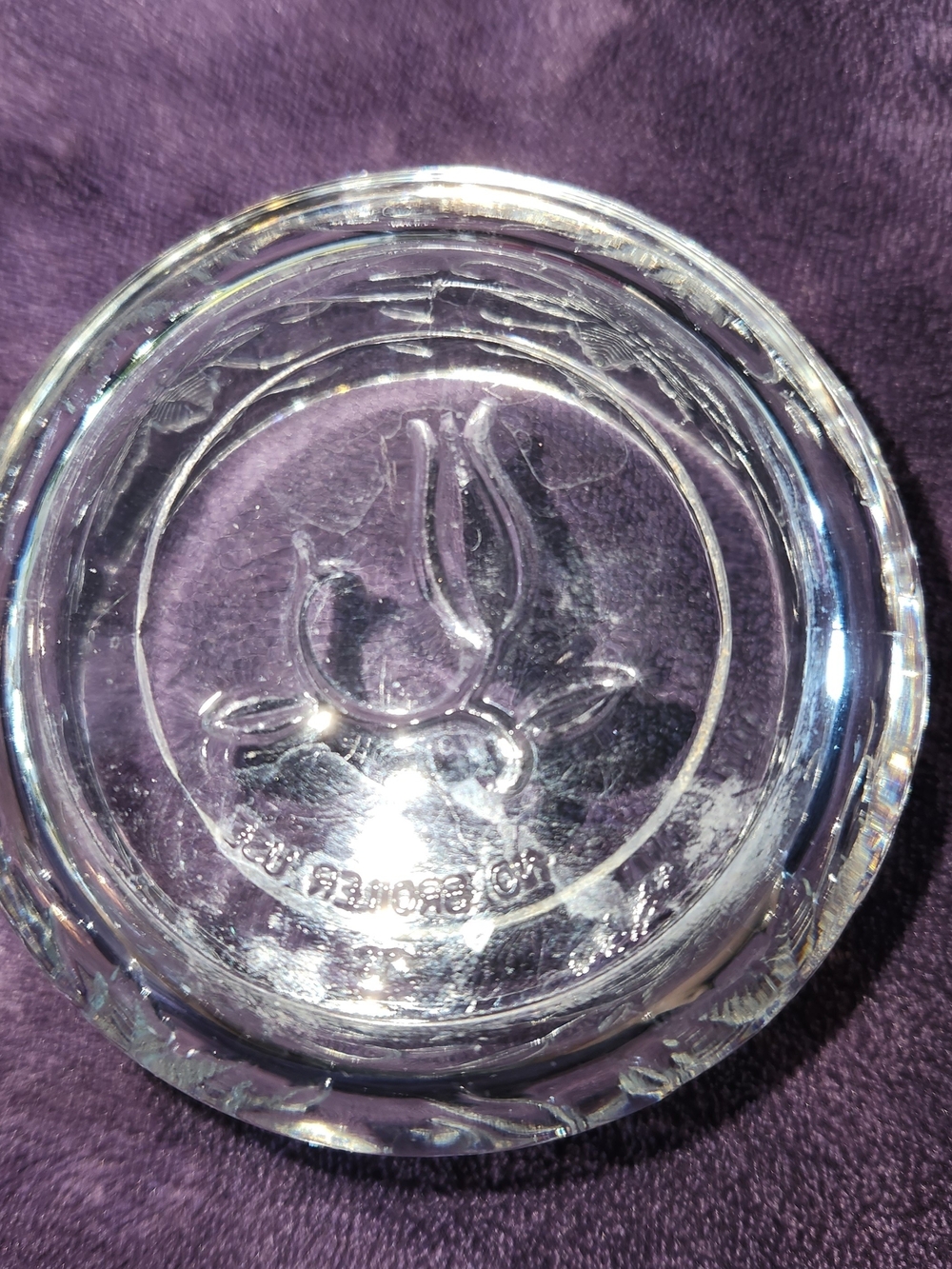 Vintage Princess House Fantasia Embossed Poinsettia Glass Rameikin. Elegant